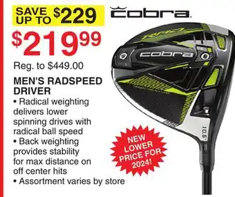 Dunham's Sports COBRA MEN'S RADSPEED DRIVER offer