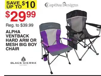Dunham's Sports BLACK SIERRA ALPHA VENTBACK HARD ARM OR MESH BIG BOY CHAIR offer