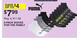 Dunham's Sports PUMA 6-PACK SOCKS FOR THE FAMILY offer