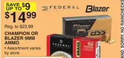 Dunham's Sports CHAMPION OR BLAZER 9MM AMMO offer