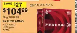 Dunham's Sports FEDERAL 45 AUTO AMMO offer