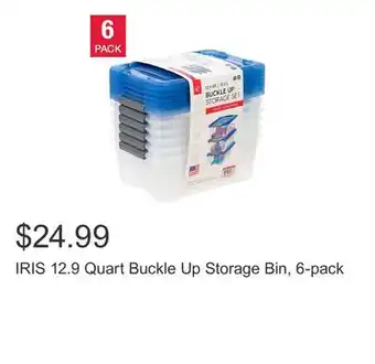 Costco IRIS 12.9 Quart Buckle Up Storage Bin, 6-pack offer