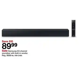 Target Samsung 2.0-channel soundbar with built-in woofer offer