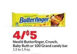 Hy-Vee Nestlé Butterfinger, Crunch, Baby Ruth or 100 Grand candy bar offer