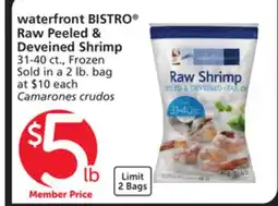 Albertsons waterfront BISTRO Raw Peeled & Deveined Shrimp offer