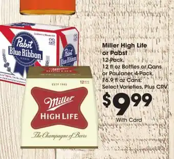 Ralphs Miller High Life or Pabst offer