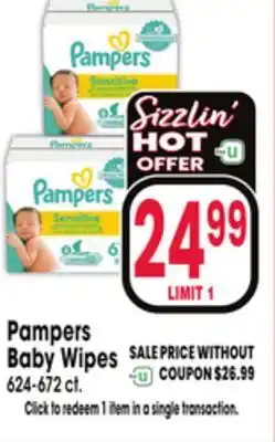 Jewel-Osco Pampers Baby Wipes offer