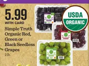 Mariano's Simple Truth Organic Red, Green or Black Seedless Grapes offer