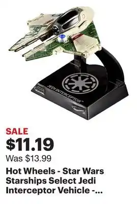 Best Buy Hot Wheels - Star Wars Starships Select Jedi Interceptor Vehicle - Multicolor offer