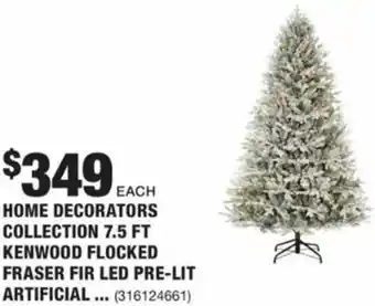 The Home Depot Home Decorators Collection 7.5 Ft Kenwood Flocked Fraser Fir LED Pre0LIT Artificial Christmas Tree offer