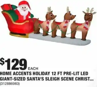 The Home Depot Home Accents Holiday 12 Ft Pre-LIT LED Giant-Sized Santa's Sleigh Scene offer