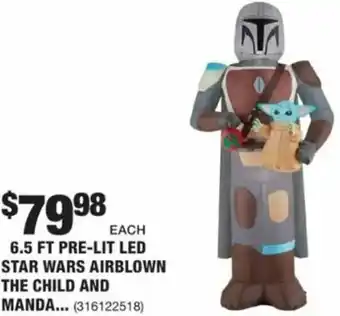 The Home Depot 6.5 Ft Pre-LIT LED Star Wars Airblown The Child And Mandalorian offer