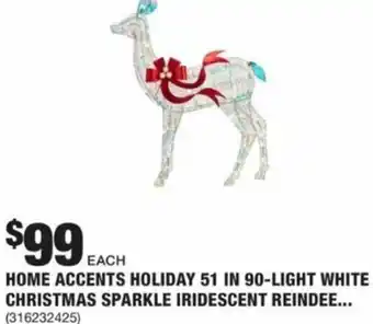 The Home Depot Home Accents Holiday 51 In 90-Light White Christmas Sparkle Iridescent Reindeer offer