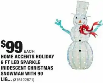 The Home Depot Home Accents Holiday 6 Ft LED Sparkle Iridescent Christmas Snowman With 90 Light offer