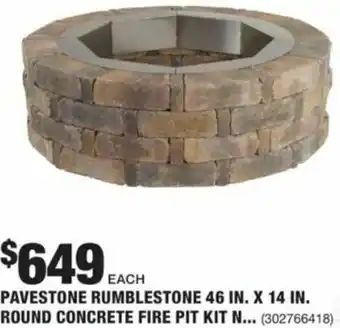 The Home Depot Pavestone Rumblestone 46 In. X 14 In Round Concrete Fire Pit Kit offer