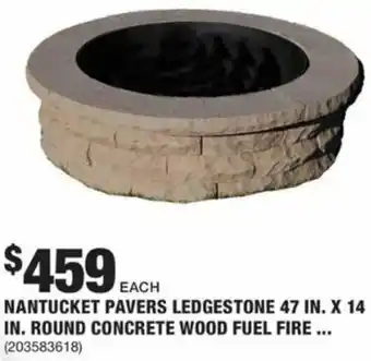 The Home Depot Nantucket Pavers Ledgestone 47 In. X 14 In. Round Concrete Wood Fuel Fire Pit offer