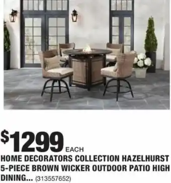 The Home Depot Home Decorators Collection Hazelhurst 5-Piece Brown Wicker Outdoor Patio High Dining offer