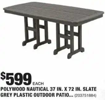 The Home Depot Polywood Nautical 37 In. x 72 In. Slate Grey Plastic Outdoor Patio Dining Table offer