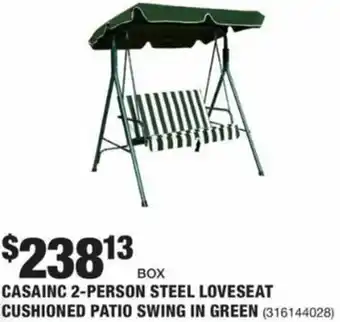 The Home Depot Casainc 2-Person Steel Loveseat Cushioned Patio Swing In Green offer