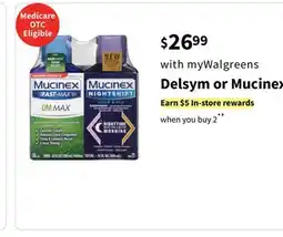 Walgreens Delsym or Mucinex offer