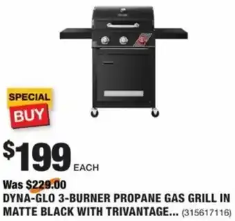 The Home Depot Dyna-Glo 3-Burner Propane Gas Grill In Matte Black With Trivantage offer