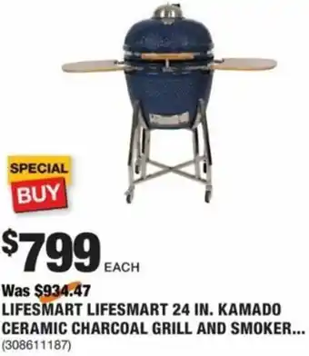 The Home Depot Lifesmart Lifesmart 24 In. Kamado Ceramic Charcoal Grill And Smoker offer