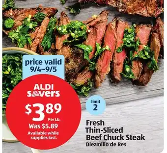 Aldi Fresh Thin-Sliced Beef Chuck Steak offer