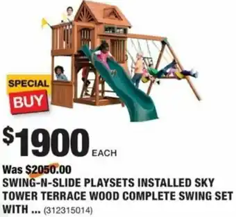 The Home Depot Swing-N-Slide Playsets Installed Sky Tower Terrace Wood Complete Swing Set offer