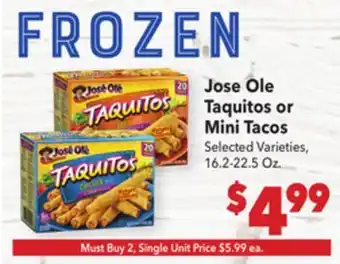 Vallarta Supermarkets Jose Ole Taquitos or Mini Tacos offer