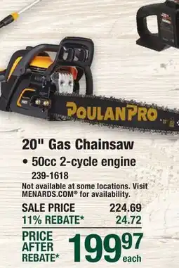 Menards Poulan Pro 20 50cc 2-Cycle Gas Chainsaw offer