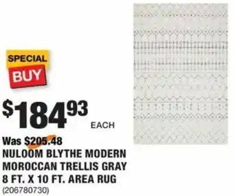 The Home Depot Nuloom Blythe Modern Moroccan Trellis Gray 8 Ft. X 10 Ft. Area Rug offer