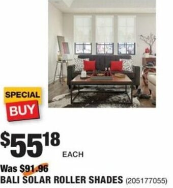 The Home Depot Bali Solar Roller Shades offer