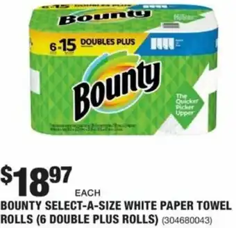 The Home Depot Bounty Select-A-Size White Paper Towel Rolls offer