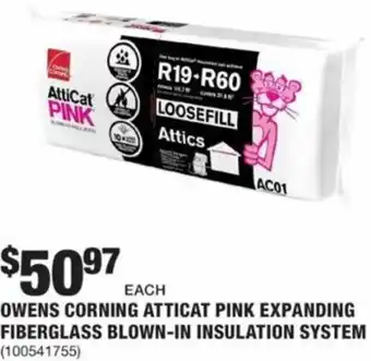 The Home Depot Owens Corning Atticat Pink Expanding Fiberglass Blown-In Insulation System offer