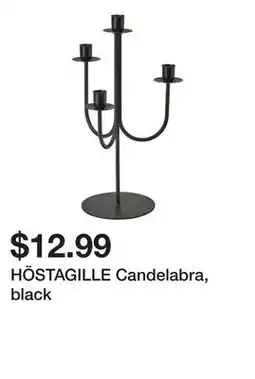 Ikea HÖSTAGILLE Candelabra, black offer