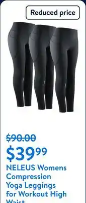 Walmart NELEUS Womens Compression Yoga Leggings for Workout High Waist Tummy Control with 2 Pockets,Black,US Size S offer