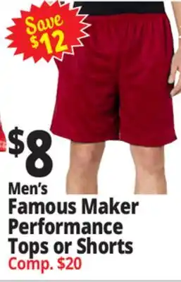 Ocean State Job Lot Men's Famous Maker Performance Tops or Shorts offer