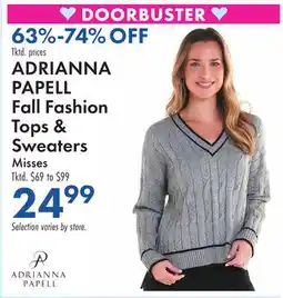 Boscov's ADRIANNA PAPELL Fall Fashion Tops & Sweaters offer