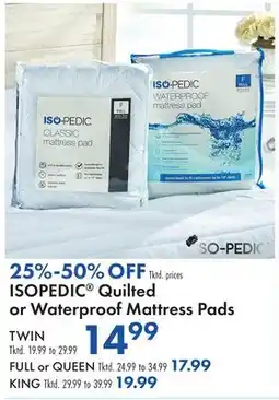 Boscov's ISOPEDIC Quilted or Waterproof Mattress Pads offer