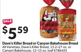 Stop&Shop Dave's Killer Bread or Canyon Bakehouse Bread offer