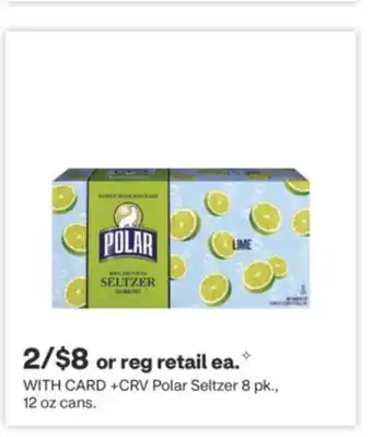 CVS Polar Seltzer 8 pk., 12 oz cans offer