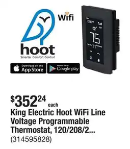 The Home Depot King Electric Hoot WiFi Line Voltage Programmable Thermostat, 120/208/240V, Double Pole offer