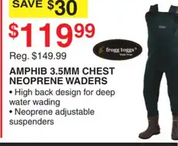 Dunham's Sports FROGG TOGGS AMPHIB 3.5MM CHEST NEOPRENE WADERS offer