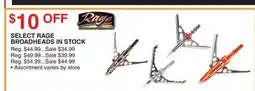 Dunham's Sports SELECT RAGE BROADHEADS IN STOCK offer