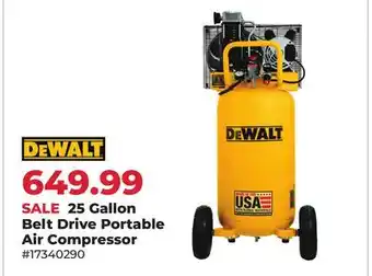 Runnings DEWALT 25 Gallon Belt Drive Portable Air Compressor offer