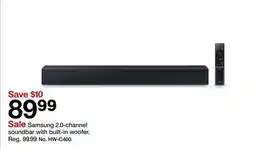 Target Samsung 2.0-channel soundbar with built-in woofer offer