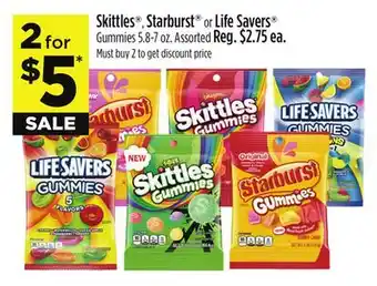 Dollar General Skittles , Starburst or Life Savers Gummies offer