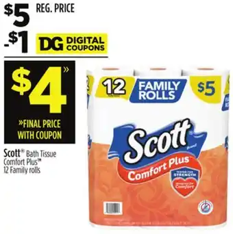 Dollar General Scott Bath Tissue Comfort Plus offer