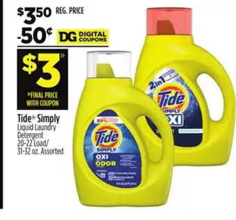 Dollar General Tide Simply Liquid Laundry Detergent offer