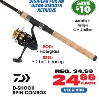 Big 5 Daiwa D Shock Spin Reel and Fiberglass Rod Spin Combo offer